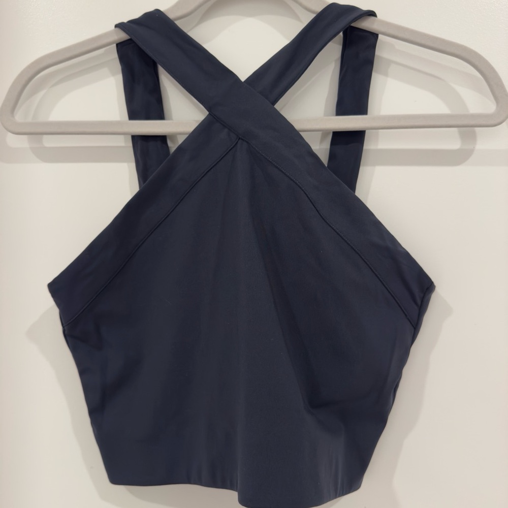 Anine Bing Sport cropped halter top in navy 💙